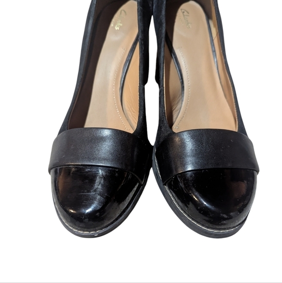 Clarks Artisan Heels Tarah Brae Block Heel Pumps size 8.5 Classic Office Neutral - Picture 2 of 9